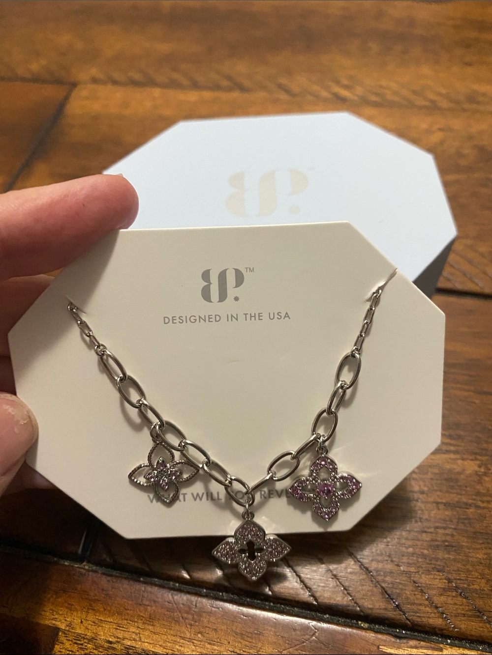 Bomb Party OG Originals Necklace - Lab Created Pink Sapphire - Rhodium Plating